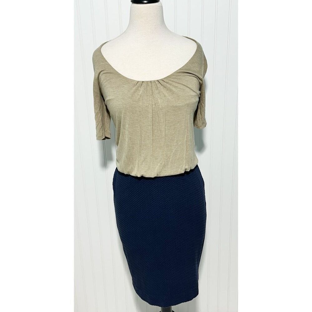 Boden Women's Scoop Neckline Sheath Dress Beige Navy Blue Two-Tone Size‎ 8 - Picture 9 of 9